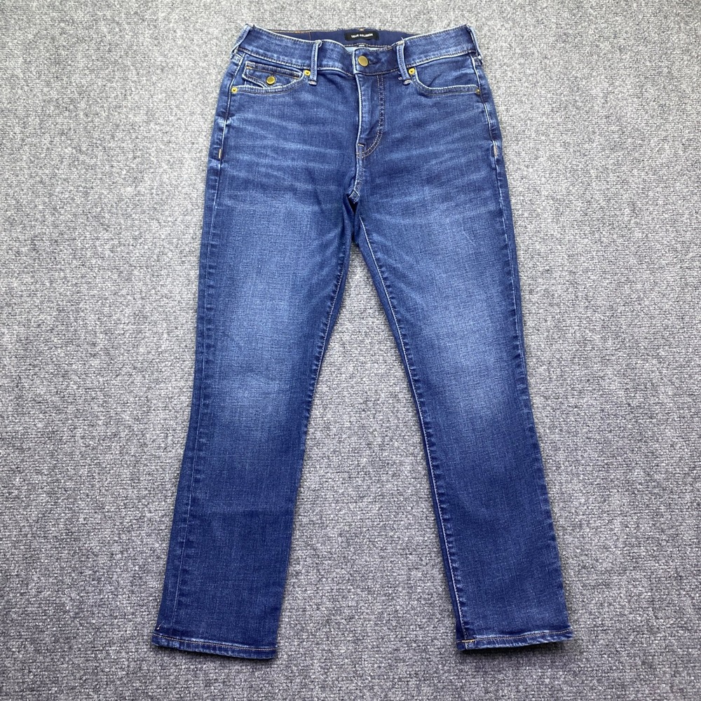 True Religion Jennie Curvy Skinny Jeans Dark Wash Blue Flap Pocket Size 30W